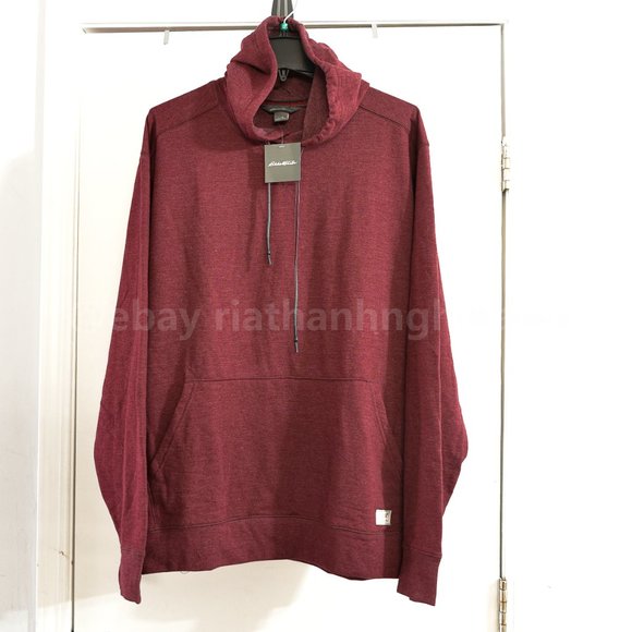 Eddie Bauer Camp Fleece Pullover Hoodie RED - Picture 3 of 8
